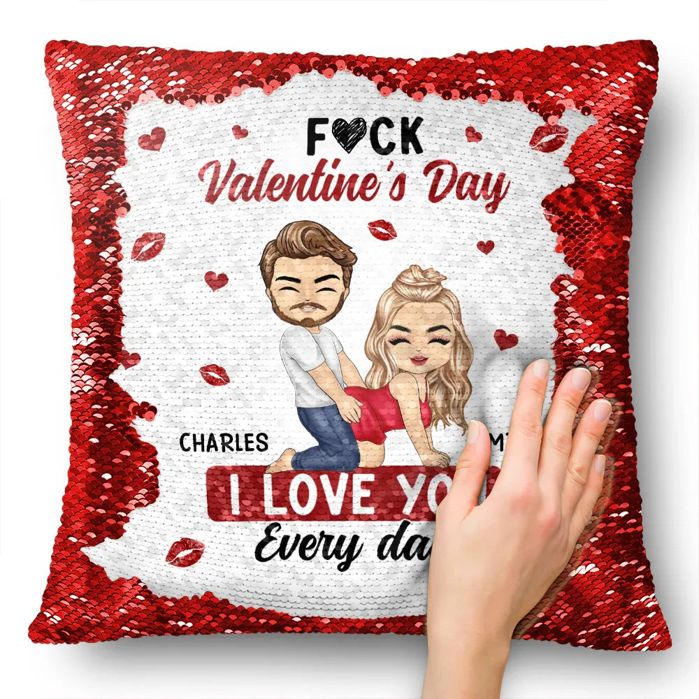Couple I Love You Every Day - Personalized Sequin Pillow, Mermaid Sequin Cushion Magic Reversible Throw Pillow