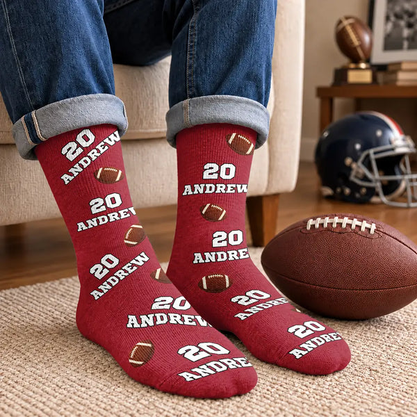 Christmas, Football, Gift For Kids, Happy, Icon - Sports Gift For Kids - Personalized American Football Baseball Soccer Socks