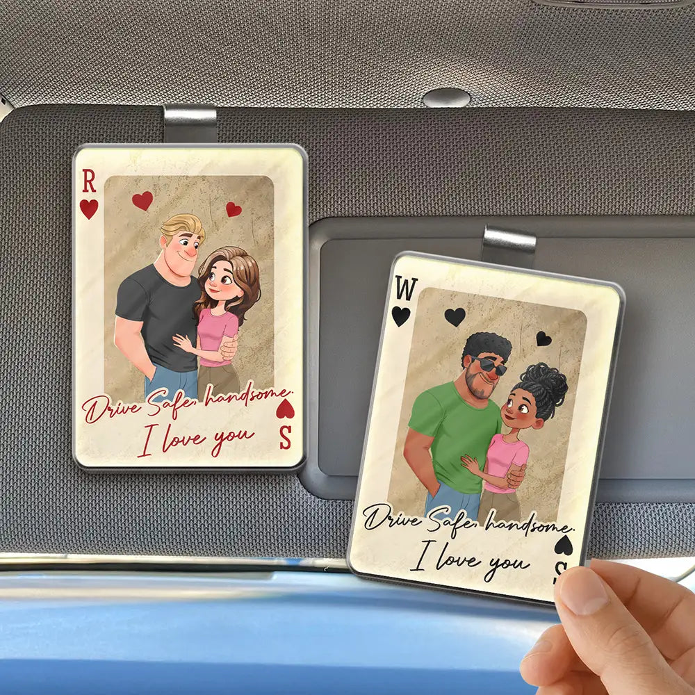 Drive Safe Handsome Vintage Playing Card - Personalized Custom Shaped Acrylic Car Visor Clip