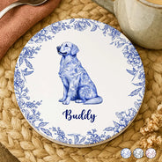 Dog Lovers,Pet Lovers,Cat Lovers,Happy - Chinoiserie Toile Dog Cat - Personalized Ceramic Coaster