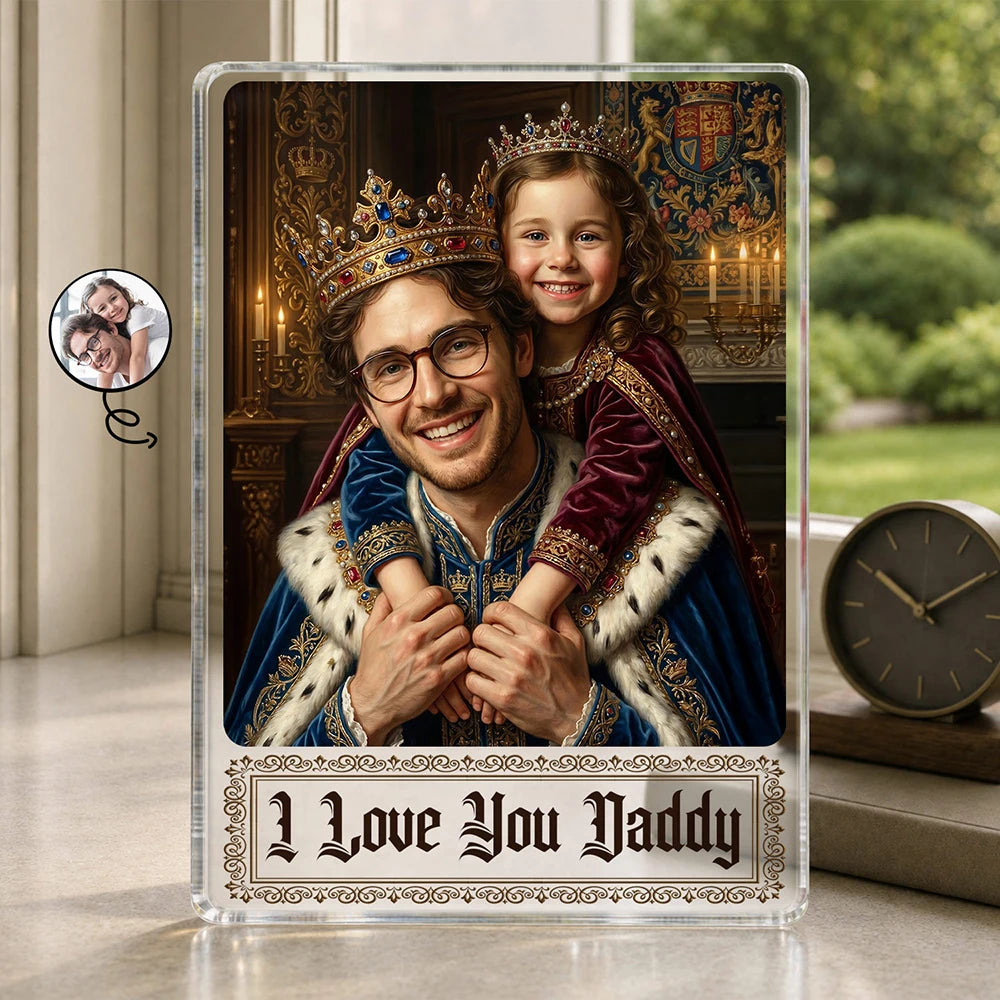 Custom Photo Renaissance Royal Portrait Dad Daughter Grandparents Family - Personalized Custom Shaped Acrylic Plaque