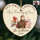 First Christmas,Parents,Art Design,Christmas,Photo - Watercolor - Remove BG,Happy - Custom Photo Realistic Watercolor Art First Christmas As A Family Of Four - Personalized Custom Shaped Wooden Ornament