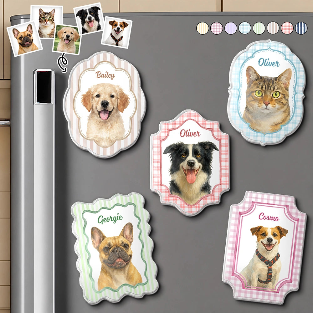 Custom Photo Realistic Watercolor Art Dog Cat Pet Baby Portrait Vintage - Personalized Acrylic Magnet