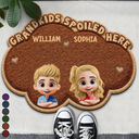 Gift For Grandma,Gift For Grandpa,Grandpa - Grandkids,Grandma - Grandkids,Gift For Women,Gift For Men,Happy,Top Market - Faux Embroidery Effect Grandkids Spoiled Here - Personalized Custom Shaped Doormat