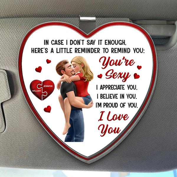 Love,Gift For Couples,Gift For Husband,Gift For Wife,Gift For Boyfriend,Gift For Girlfriend - In Case I Don't Say It Enough 3D Kissing Couples - Personalized Custom Shaped Acrylic Car Visor Clip