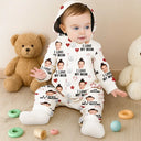 Gift For Husband,Gift For Wife,Gift For Couples,Custom Photo,Funny - Custom Photo Funny I Love My Wife Husband - Personalized Overall Onesie Hooded Jumpsuit