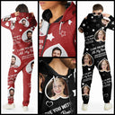 Gift For Couples,Funny - Custom Photo Funny I Love You With All My Heart - Personalized Overall Onesie Hooded Jumpsuit