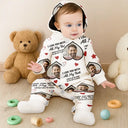 Gift For Couples,Funny - Custom Photo Funny I Love You With All My Heart - Personalized Overall Onesie Hooded Jumpsuit