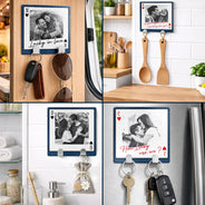 Gift For Couples, Custom Photo, Love - Custom Photo Couple Drive Safe Handsome Playing Card - Personalized Mini Key Hook