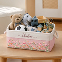 Birth Month Flower Watercolor Blooming In Love - Personalized Storage Basket