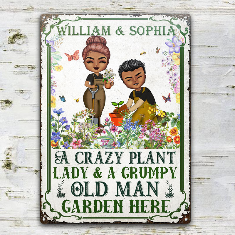 A Crazy Plant Lady Grumpy Old Man - Gift For Gardener - Personalized Custom Classic Metal Signs