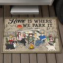 Home Is Where We Park It - Camping Gifts For Couples, Family, Campers, Dog Lovers, Cat Lovers - Personalized Doormat