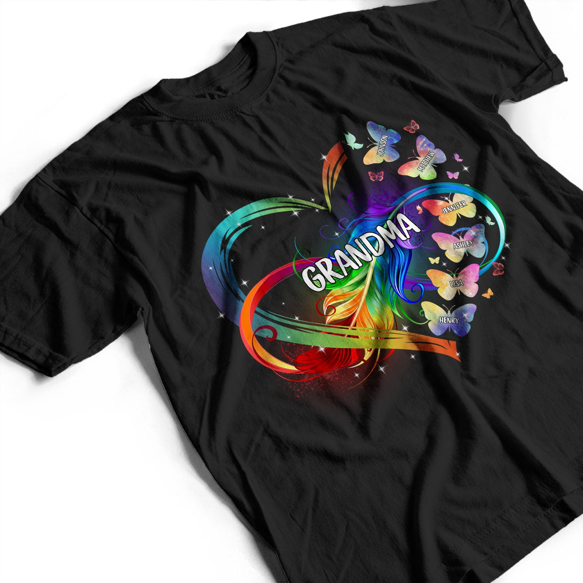 Grandma Mom Heart Infinity Butterfly - Gift For Mother, Grandma - Personalized T Shirt