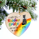 I Wish The Rainbow Bridge Had Visiting Hours - Cat Memorial Gift - Personalized Custom Heart Ceramic Ornament