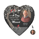 Custom Photo Not A Day Goes By - Memorial, Sympathy Gift - Personalized Heart Shaped Garden Slate & Hook