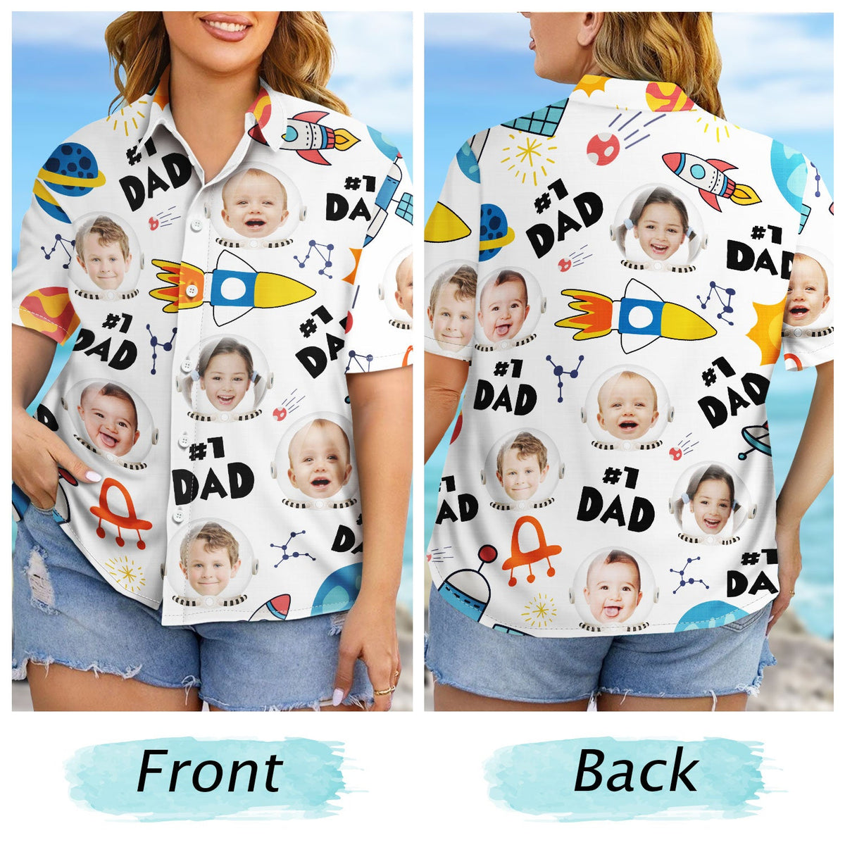 Custom Photo Astronaut #1 Dad - Personalized Hawaiian Shirt