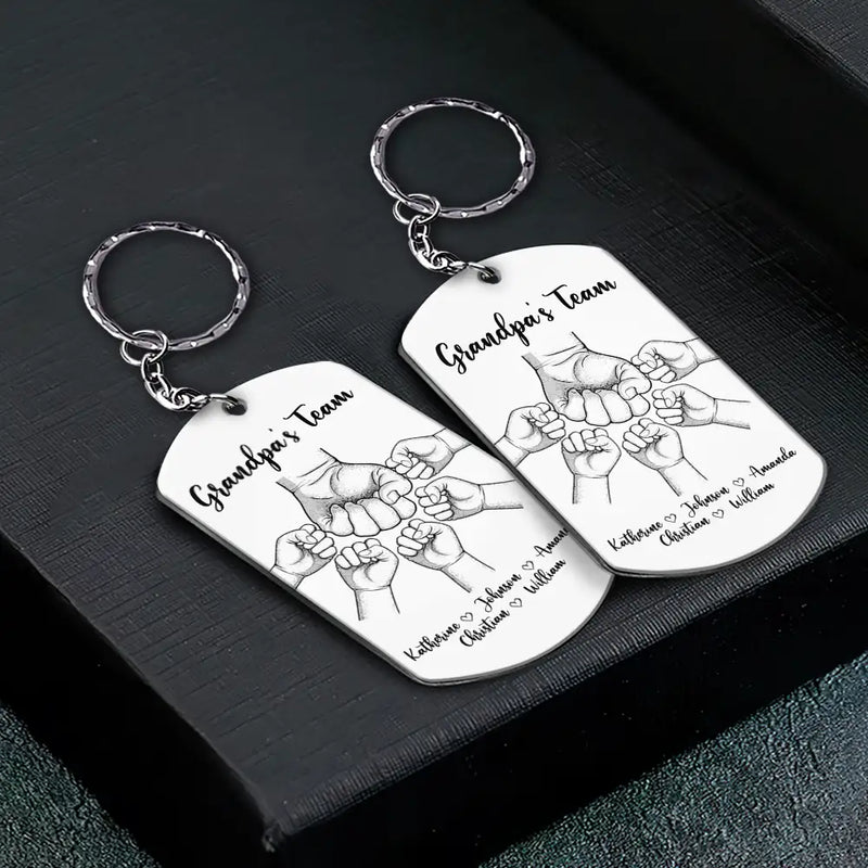 Daddy's Team Fist Bump - Personalized Aluminum Keychain