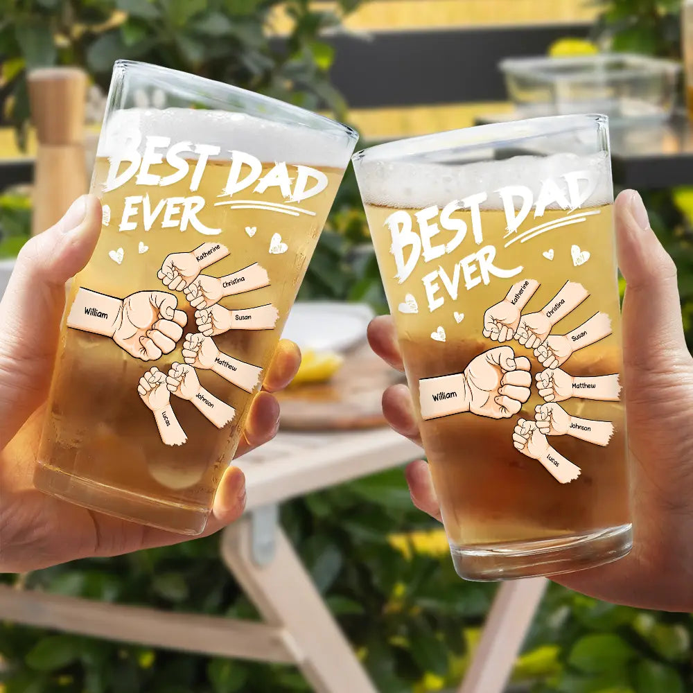 Best Dad Ever Fist Bump - Personalized Beer Glass