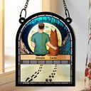 Walking Dog Dad - Personalized Window Hanging Suncatcher Ornament