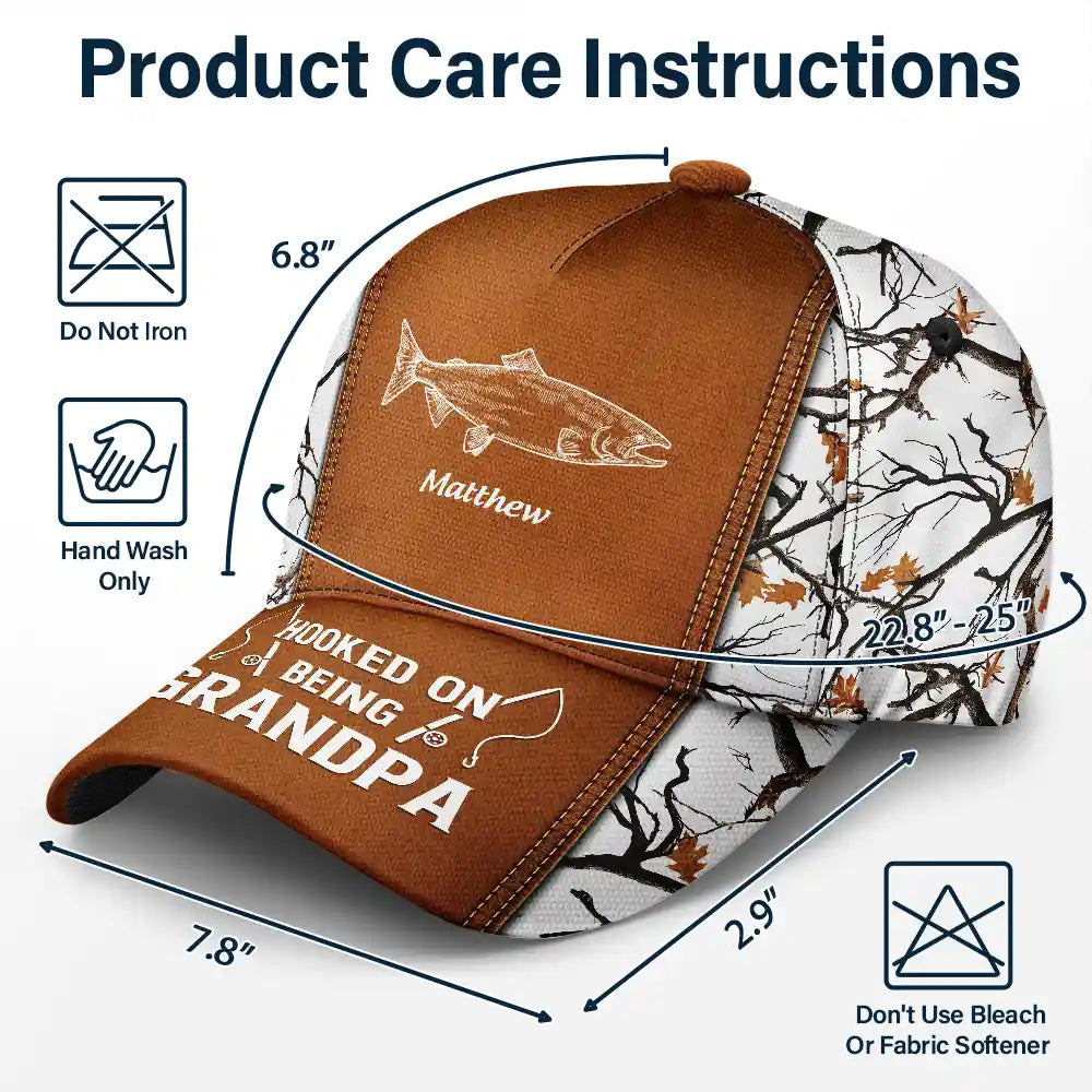 Hooked On Being Grandpa Fishing - Personalized Classic Cap