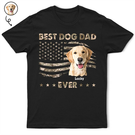 Custom Photo Stars And Striped Pet Dad - Personalized T Shirt