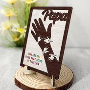 We Hold Our Hands Together And Forever - Personalized 2-Layered Wooden Plaque With Stand