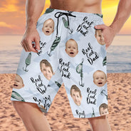 Custom Photo Reel Cool Dad - Personalized Unisex Beach Shorts
