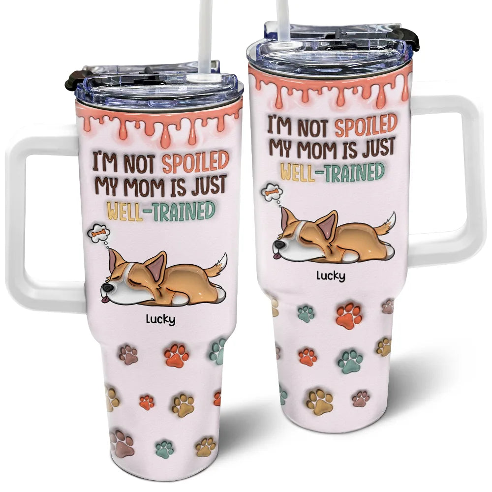 My Mom Is Just Well-Trained - 3D Inflated Effect Printed Cup, Personalized 40oz Tumbler With Straw
