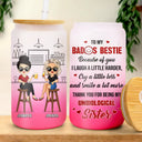 Because Of You I Laugh A Little Harder - Personalized Ombre Frosted Glass Can