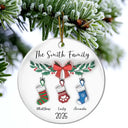 Family Stocking - 3D Inflated Effect Printed Ornament, Personalized Circle Ceramic Ornament