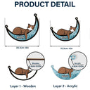 Sleeping Cat On Moon - Personalized Window Hanging Suncatcher Ornament