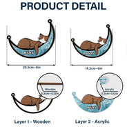Sleeping Cat On Moon - Personalized Window Hanging Suncatcher Ornament