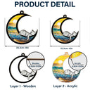 Sleeping Cat On The Moon Ver 2 - Personalized Window Hanging Suncatcher Ornament