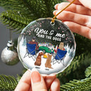 Gift For Couples - You And Me And The Dogs Camping - Personalized Circle Glass Ornament