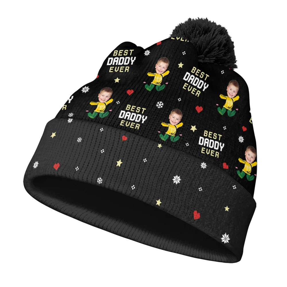 Family - Custom Photo Best Dad Ever Ver 2 - Personalized Bobble Beanie Hat