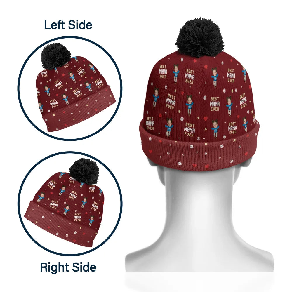 Family - Custom Photo Best Dad Ever Ver 2 - Personalized Bobble Beanie Hat