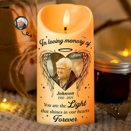 Custom Photo Memorial You Are The Light - Personalized Flameless LED Candle