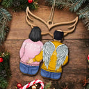 Memorial, Gift For Couples, Gift For Husband, Gift For Wife - Christmas Memorial I Miss You - Personalized Wooden Ornament Print 2 Side