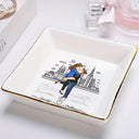 Gift For Couples,Gift For Husband,Gift For Wife,Gift For Boyfriend,Gift For Girlfriend,Happy - City Skyline Couple Married Engaged - Personalized Ring Dish