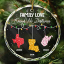 Family - Family Love Knows No Distance - Personalized Circle Glass Ornament