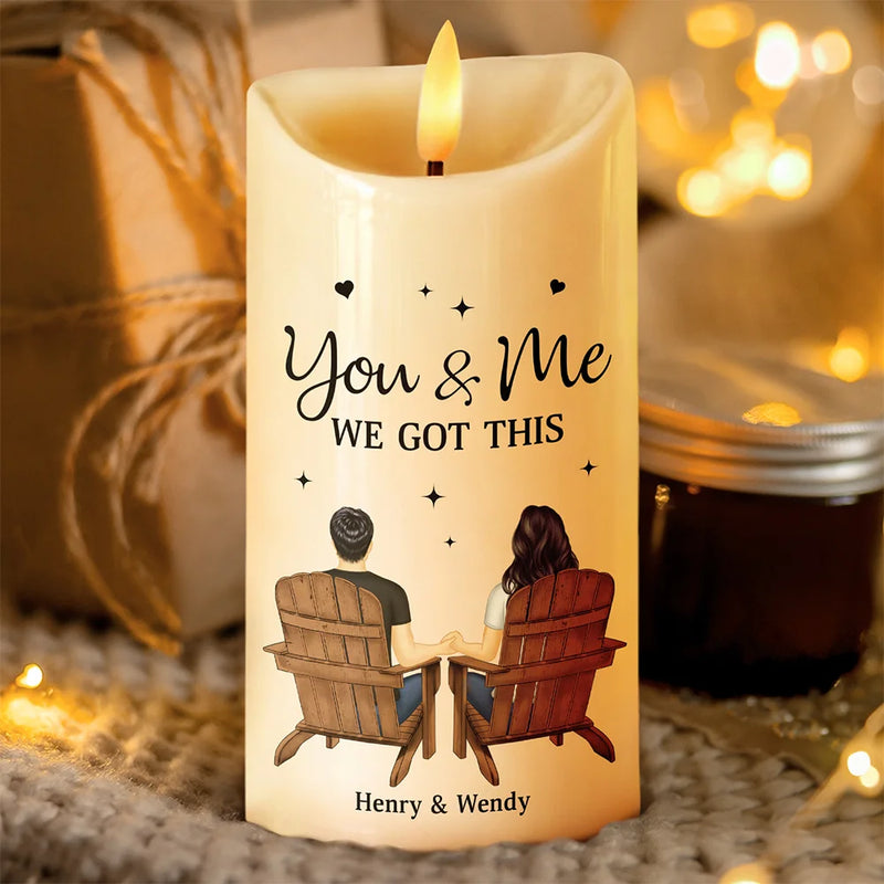 Gift For Couples, Gift For Husband, Gift For Wife, Gift For Boyfriend, Gift For Girlfriend - You & Me We Got This - Personalized Flameless LED Candle