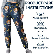 Pet Lovers, Dog Lovers, Cat Lovers - Custom Photo Peace Love Pet Face - Personalized Pajama Pants