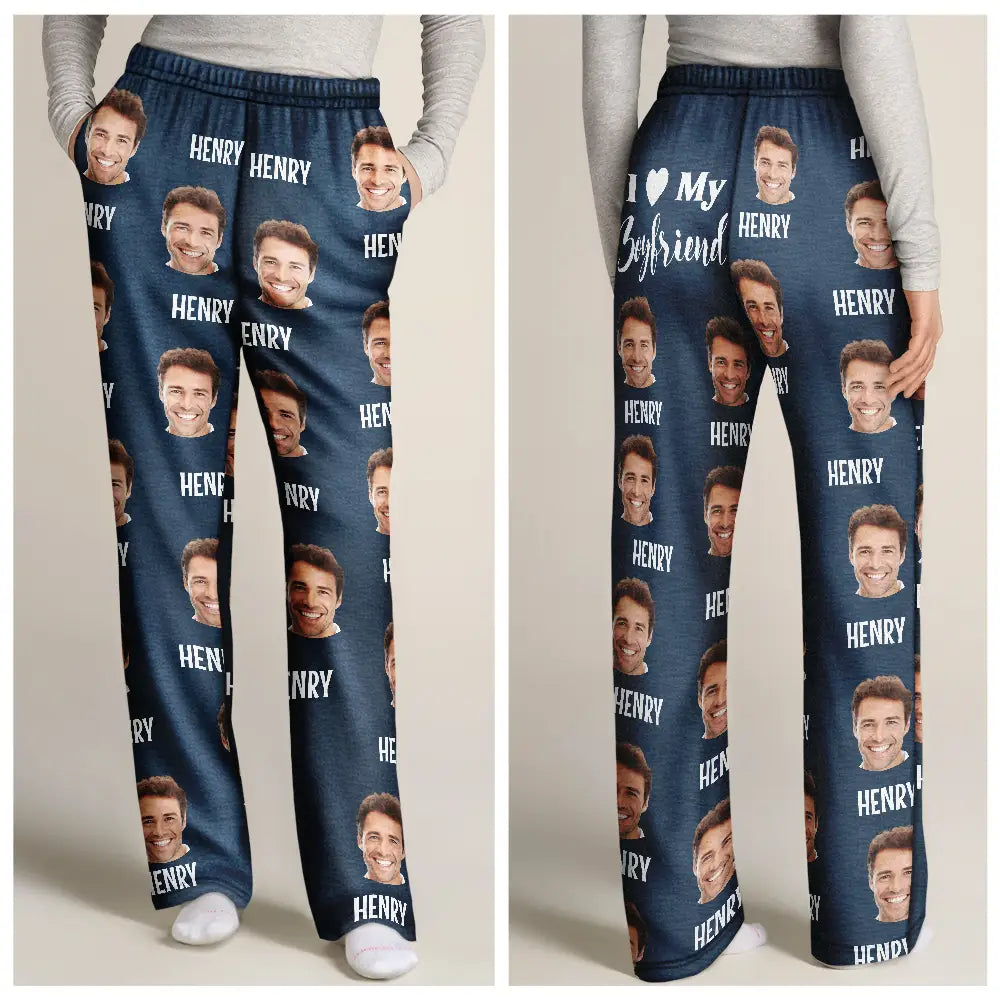 Gift For Couples, Gift For Husband, Gift For Wife, Gift For Boyfriend, Gift For Girlfriend - Custom Photo I Love My Wife Boyfriend - Personalized Pajama Pants