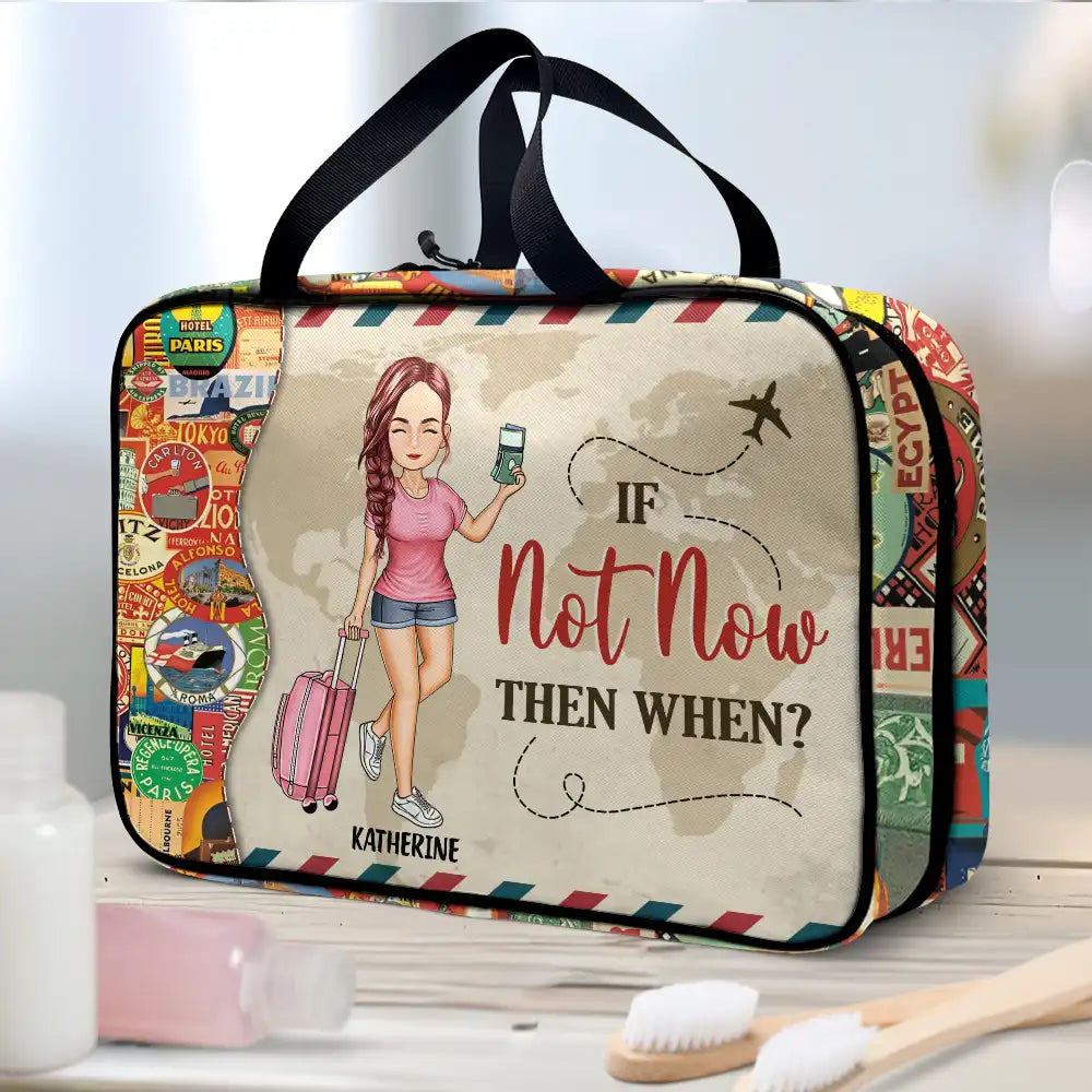 Travel,Gift For Yourself,Happy,Non-Eng,Vector,Confident - Just A Girl Who Loves Travelling - Personalised Toiletry Bag