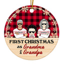 First Christmas As Grandma & Grandpa - Christmas Gift For Family - Personalized Custom Circle Ceramic Ornament