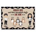 Chibi Couple  And Spoiled Cats Live Here - Cat Lover Gift - Personalized Custom Doormat