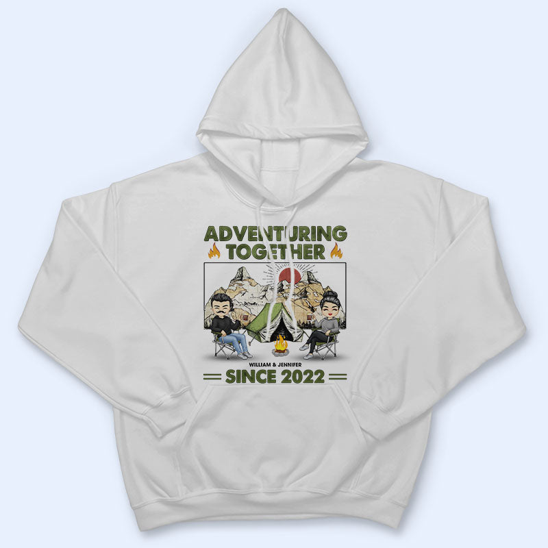 Camping Couple Adventuring Together Since - Gift For Couple - Personalized Custom T Shirt