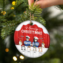 Meowy Christmas Cat Couple - Christmas Gift For Couples - Personalized Custom Circle Ceramic Ornament