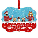Furry Little Christmas Couple With Dog Cat - Christmas Gift For Pet Owners - Personalized Custom Aluminum Ornament