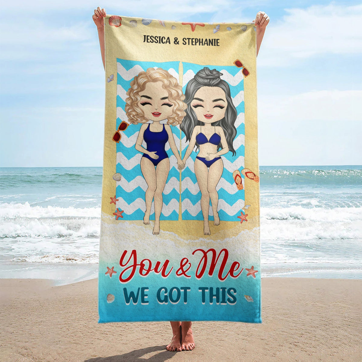 I Love You The Beach And Back - Gift For Couples - Personalized Custom Beach Towel